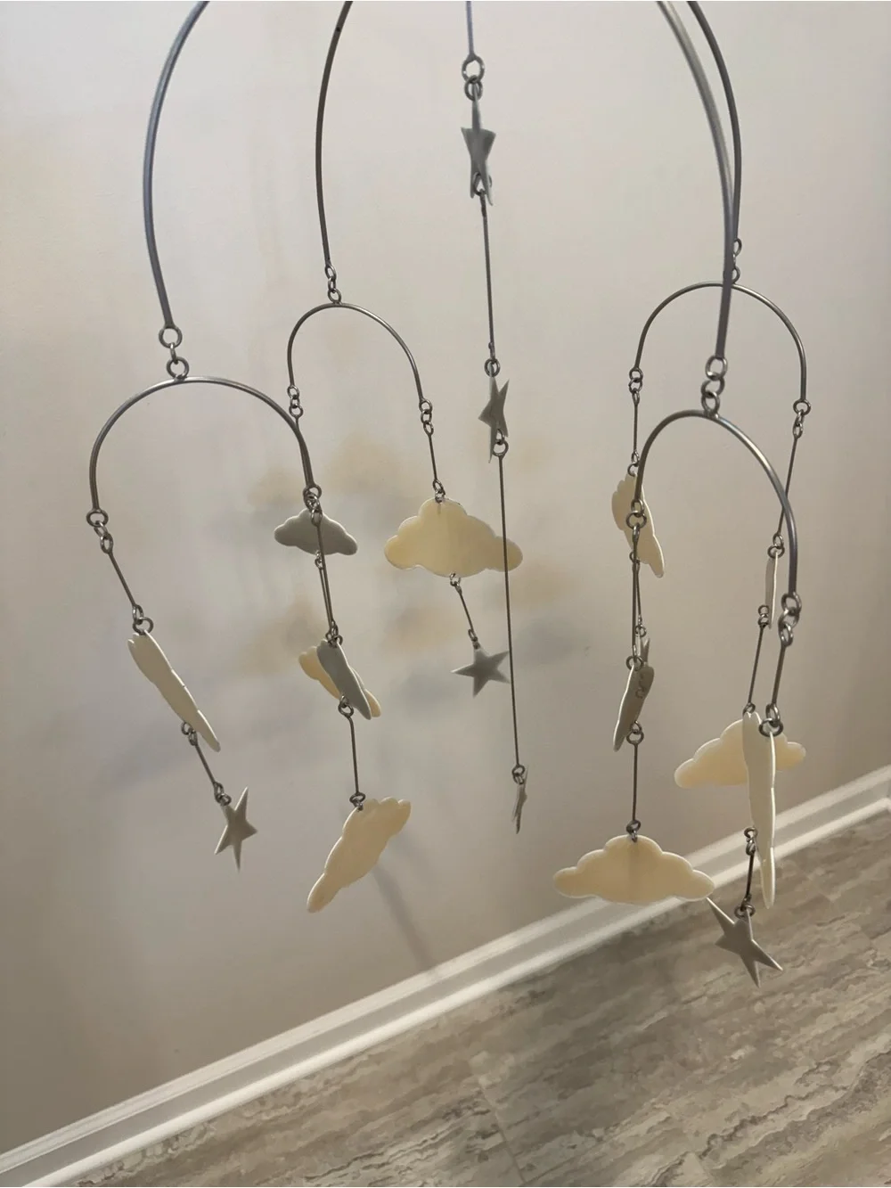 Pottery Barn Kids Cream & Light Gray Cloud and Star Mobile